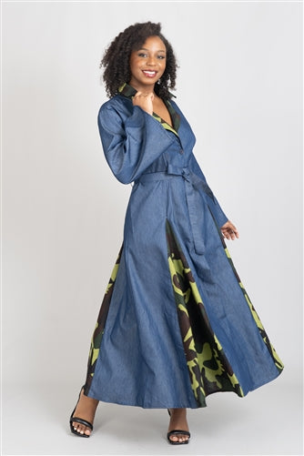green emerald velvet dress Denim Camouflage Dress