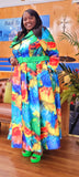 Donna Vinci 12062 multicolored silk look maxi dress