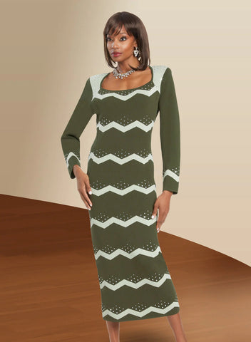 Donna Vinci Knit 13387 chevron print dress