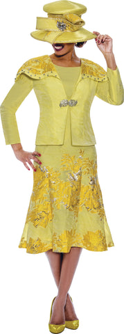Divine Queen 2392 yellow jacquard jacket dress