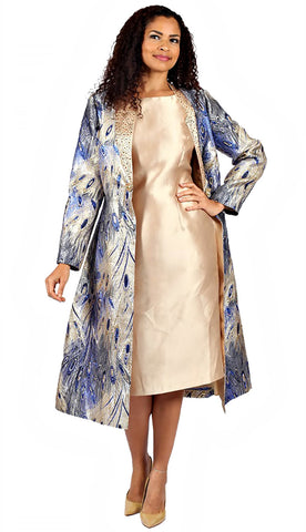 Diana 8745 royal blue brocade jacket dress
