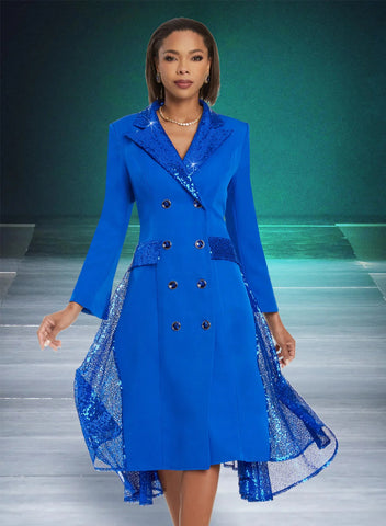 Donna Vinci 12070 royal blue coat dress