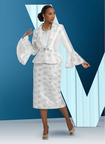 Donna Vinci 12073 off white skirt suit