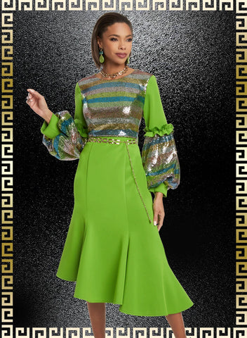 Donna Vinci 5808 Lime green dress