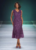 Donna Vinci 5822 purple sequins dress