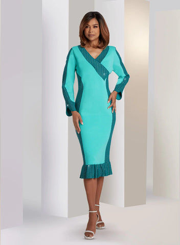 Donna Vinci Knit 13401 teal green dress