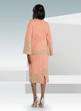 Donna Vinci Knit 13404 peach bell sleeve skirt suit