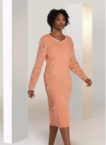Donna Vinci 13414 peach knit dress