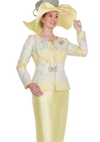Elite Champagne 6002 yellow skirt suit