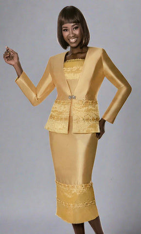 Susanna 3025 yellow Lace Skirt suit