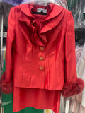 Lily & Taylor 4969 red skirt suit