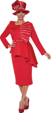 GMI 9882 red scuba skirt suit