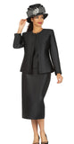 Giovanna G1153 black silky twill skirt suit