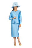 Giovanna G1153 sky blue silky twill skirt suit