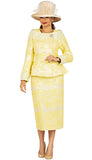 Giovanna G1162 yellow brocade skirt suit