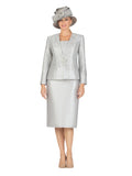 Giovanna G1194 silver sequin skirt suit