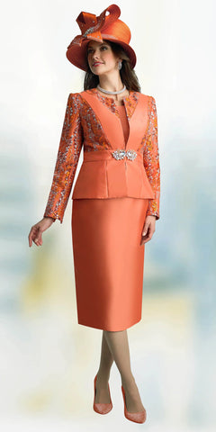 Lily & Taylor 4776 orange skirt suit