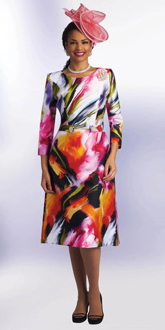 Lily & Taylor 4823 silky twill multi colored dress