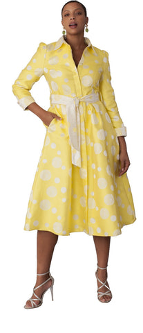 Chancele 9728 yellow polka dot dress