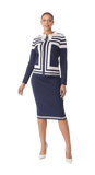 Kayla 5324 navy blue skirt suit