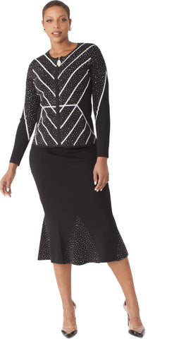 Kayla 5321 black knit skirt suit