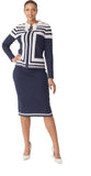 Kayla 5324 navy knit skirt suit