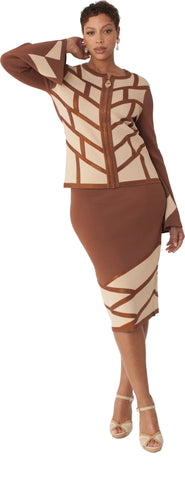 Kayla 5326 brown bell sleeve skirt suit