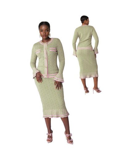 Kayla 5331 olive green skirt suit