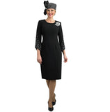Lily and Taylor 4385 black French crepe dress