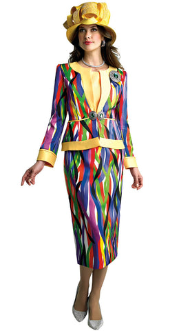 Lily & Taylor 4830 multi colored skirt suit