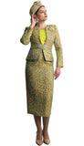 Lily & Taylor 4863 kiwi green skirt suit