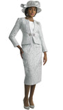 Lily & Taylor 4863 white jacquard skirt suit
