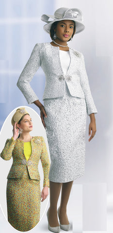 Lily & Taylor 4863 white skirt suit