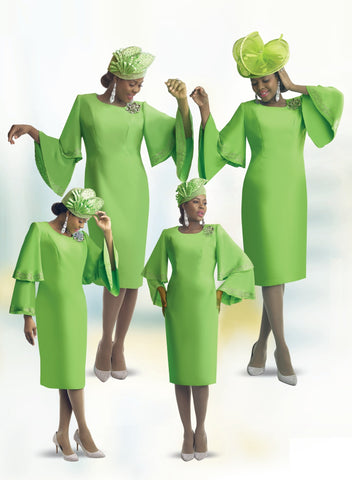 Lily & Taylor 4878 apple green crepe dress