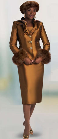 Lily & Taylor 4969 Mocha brown skirt suit