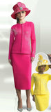 Lily & Taylor 619 hot pink knit skirt suit