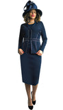 Lily & Taylor 769 navy blue skirt suit