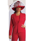 Lily & Taylor 780 red knit pant suit