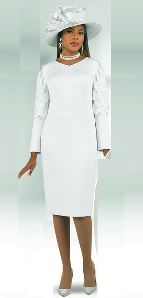 white ponte knit dress Lily & Taylor 4901 – Diva's Den Fashion, LLC model: P395S