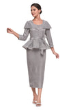 Serafina 6401 silver skirt suit