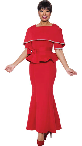 Stellar Looks 1692 red scuba skirt suit