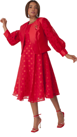 Tally Taylor 4818 red puff sleeve jacket dress