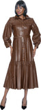 Terramina 7082 brown leather maxi dress