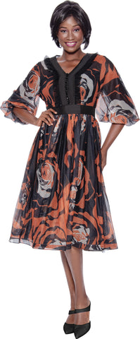 Terramina 7144 orange print dress