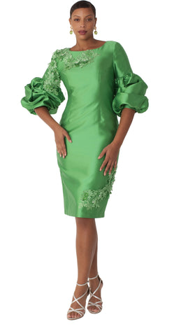 Chancele 9742 emerald puff sleeve dress