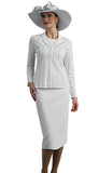 Lily and Taylor 770 white knit skirt suit