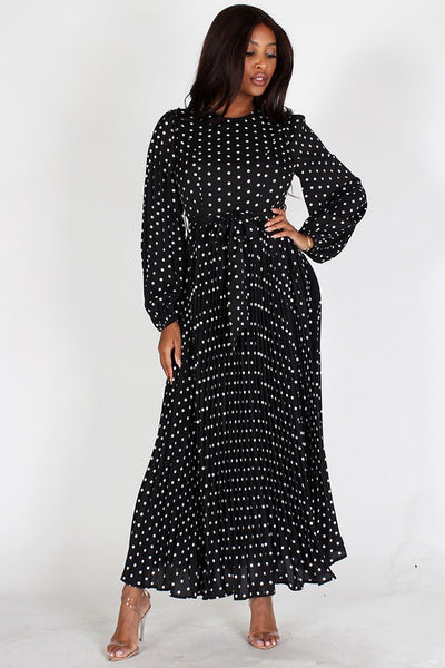 chiffon polka dot maxi dress Polka dot chiffon maxi dress with voluminous cape :: LICHI