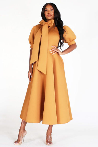 【yourmle】PUFF SLEEVE RIBBON DRESS YOURMLE PUFF SLEEVE RIBBON DRESS