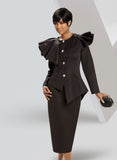 Donna Vinci 12023 black scuba skirt suit