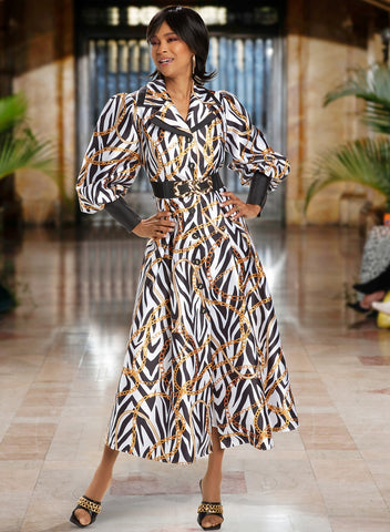 Donna Vinci 5805 chain print maxi dress